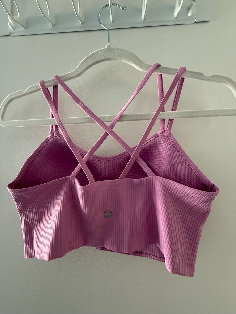 lululemon athletica Ribbed Pink Strappy Longline Sports Bra - Picture 2 of 5